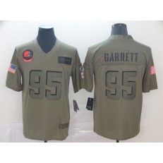 Cleveland Browns #95 Myles Garrett 2019 Olive Salute To Service Limited Nike NFL Men Jersey