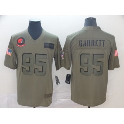 Cleveland Browns #95 Myles Garrett 2019 Olive Salute To Service Limited Nike NFL Men Jersey