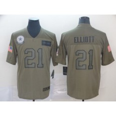 Dallas Cowboys #21 Ezekiel Elliott 2019 Olive Salute To Service Limited Jersey