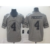 Dallas Cowboys #4 Dak Prescott Gray Gridiron Gray Vapor Untouchable Limited Nike NFL Men Jersey