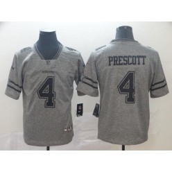 Dallas Cowboys #4 Dak Prescott Gray Gridiron Gray Vapor Untouchable Limited Nike NFL Men Jersey