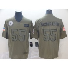 Dallas Cowboys #55 Leighton Vander Esch 2019 Olive Salute To Service Limited Nike NFL Men Jersey