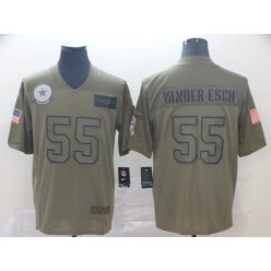 Dallas Cowboys #55 Leighton Vander Esch 2019 Olive Salute To Service Limited Nike NFL Men Jersey