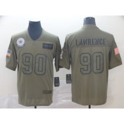 Dallas Cowboys #90 Demarcus Lawrence 2019 Olive Salute To Service Limited Nike NFL Men Jersey