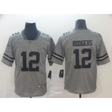 Green Bay Packers #12 Aaron Rodgers Gray Gridiron Gray Vapor Untouchable Limited Nike NFL Men Jersey