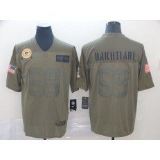 Green Bay Packers #69 David Bakhtiari 2019 Olive Salute To Service Limited Nike NFL Men Jersey