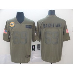 Green Bay Packers #69 David Bakhtiari 2019 Olive Salute To Service Limited Nike NFL Men Jersey