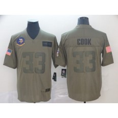 Minnesota Vikings #33 Dalvin Cook 2019 Olive Salute To Service Limited Jersey
