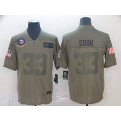 Minnesota Vikings #33 Dalvin Cook 2019 Olive Salute To Service Limited Jersey