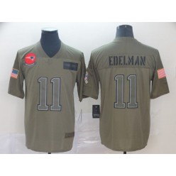 New England Patriots #11 Julian Edelman 2019 Olive Salute To Service Limited Nike NFL Men Jersey