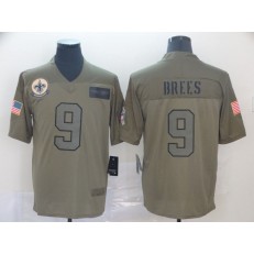 New Orleans Saints #9 Drew Brees 2019 Olive Salute To Service Limited NFL Nike Men Jersey