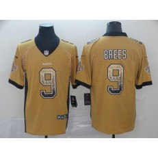 New Orleans Saints #9 Drew Brees Yellow Draft Fashion Limited Nike NFL Men Jersey