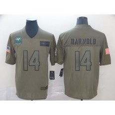 New York Jets #14 Sam Darnold 2019 Olive Salute To Service Limited Nike NFL Men Jersey
