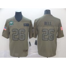 New York Jets #26 Le'Veon Bell 2019 Olive Salute To Service Limited Nike NFL Men Jersey