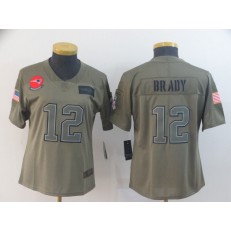 Women Nike New England Patriots #12 Tom Brady 2019 Olive Salute To Service Limited Jersey