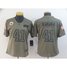 Women Nike New Orleans Saints #41 Alvin Kamara 2019 Olive Salute To Service Limited Jersey
