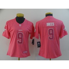 Women Nike New Orleans Saints #9 Drew Brees Pink Rush Fashion Limited Jersey