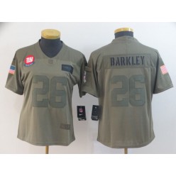 Women Nike New York Giants #26 Saquon Barkley 2019 Olive Salute To Service Limited Jersey