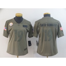 Women Nike Pittsburgh Steelers #19 JuJu Smith-Schuster 2019 Olive Salute To Service Limited Jersey