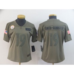 Women Nike Pittsburgh Steelers #19 JuJu Smith-Schuster 2019 Olive Salute To Service Limited Jersey
