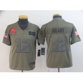 Youth Nike New England Patriots #12 Tom Brady 2019 Olive  Salute To Service Limited Jersey