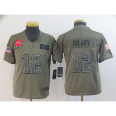 Youth Nike New England Patriots #12 Tom Brady 2019 Olive  Salute To Service Limited Jersey