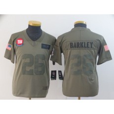 Youth Nike New York Giants #26 Saquon Barkley 2019 Olive Salute To Service Limited Jersey