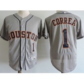 MLB Houston Astros 1 Carlos Correa Gray Home 2016 Flexbase Majestic Baseball Men Jersey