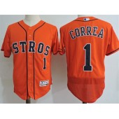 MLB Houston Astros 1 Carlos Correa Orange Home 2016 Flexbase Majestic Baseball Men Jersey