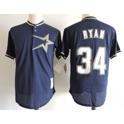 MLB Houston Astros 34 Nolan Ryan Navy Blue Mesh Batting Practice 1997 Throwback Mitchell & Ness Men Jersey