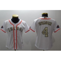 MLB Houston Astros 4 George Springer White 2018 Gold Program Stitched women Jersey
