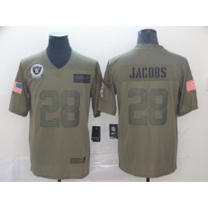 Oakland Raiders #28 Josh Jacobs 2019 Olive Salute To Service Limited Nike NFL Men Jersey