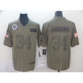 Oakland Raiders #34 Bo Jackson 2019 Olive Salute To Service Limited Nike NFL Men Jersey