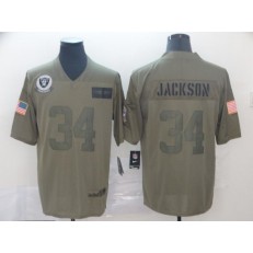 Oakland Raiders #34 Bo Jackson 2019 Olive Salute To Service Limited Nike NFL Men Jersey