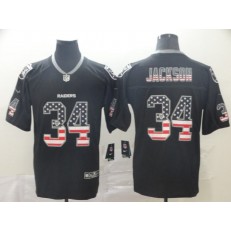 Oakland Raiders #34 Bo Jackson Black USA Flag Fashion Limited Nike NFL Men Jersey