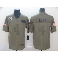 Oakland Raiders #4 Derek Carr 2019 Olive Salute To Service Limited Nike NFL Men Jersey
