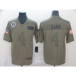 Oakland Raiders #4 Derek Carr 2019 Olive Salute To Service Limited Nike NFL Men Jersey