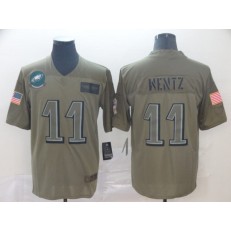 Philadelphia Eagles #11 Carson Wentz 2019 Olive Salute To Service Limited Nike NFL Men Jersey