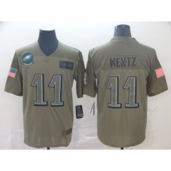 Philadelphia Eagles #11 Carson Wentz 2019 Olive Salute To Service Limited Nike NFL Men Jersey