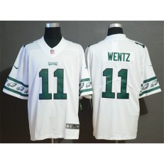 Philadelphia Eagles #11 Carson Wentz White Team Logos Fashion Vapor Limited Nike NFL Men Jersey