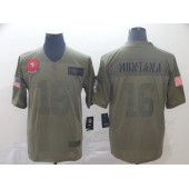 San Francisco 49ers #16 Joe Montana 2019 Olive Salute To Service Limited Nike NFL Men Jersey