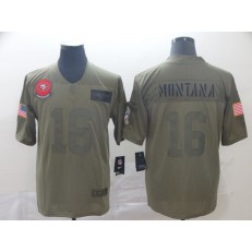 San Francisco 49ers #16 Joe Montana 2019 Olive Salute To Service Limited Nike NFL Men Jersey