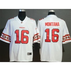 San Francisco 49ers #16 Joe Montana White Team Logos Fashion Vapor Limited Nike NFL Men Jersey