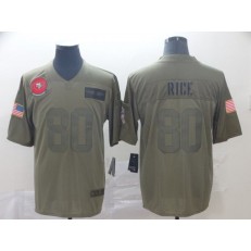 San Francisco 49ers #80 Jerry Rice 2019 Olive Salute To Service Limited Nike NFL Men Jersey