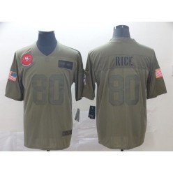 San Francisco 49ers #80 Jerry Rice 2019 Olive Salute To Service Limited Nike NFL Men Jersey