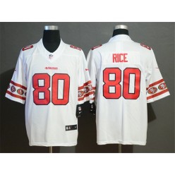 San Francisco 49ers #80 Jerry Rice White Team Logos Fashion Vapor Limited Nike NFL Men Jersey