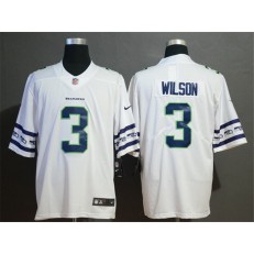 Seattle Seahawks #3 Russell Wilson White Team Logos Fashion Vapor Limited Nike NFL Men Jersey