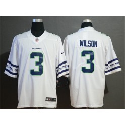 Seattle Seahawks #3 Russell Wilson White Team Logos Fashion Vapor Limited Nike NFL Men Jersey
