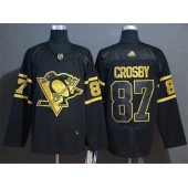 Pittsburgh Penguins #87 Sidney Crosby Black Gold Adidas NHL Men Jersey