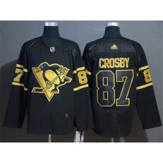 Pittsburgh Penguins #87 Sidney Crosby Black Gold Adidas NHL Men Jersey